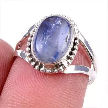 Подарочное кольцо из чистого серебра 925 пробы с натуральным кианитом ручной работы S.6 J0t67