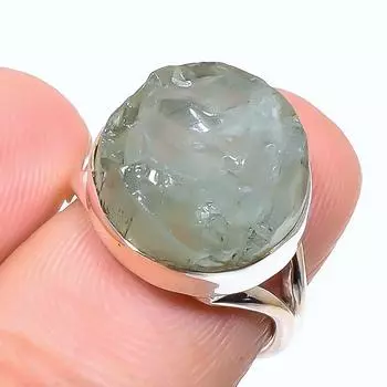 Подарочное кольцо из чистого серебра 925 пробы с натуральным аквамарином и необработанным драгоценным камнем S.6 F8c81