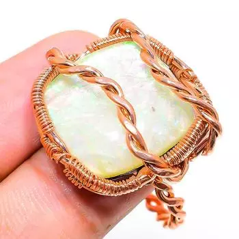 Подарочное кольцо из медной проволоки с натуральным желтым тройным опалом, драгоценный камень, размер 9 E3T28