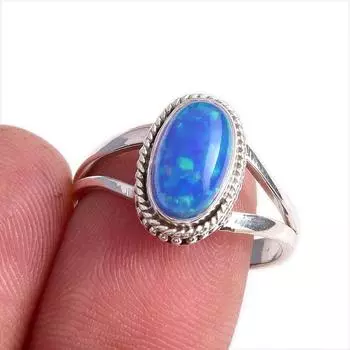 Подарочное кольцо из натурального эфиопского опала из стерлингового серебра 925 пробы S.7.5 p1p87