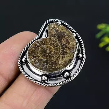 Подарочное кольцо из натурального аммонита из стерлингового серебра 925 пробы, размер 8 n5j17