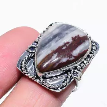 Подарочное кольцо из натурального арахисового дерева с яшмой из стерлингового серебра 925 пробы, размер 8 a0h88