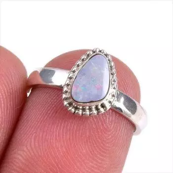 Подарочное кольцо из натурального австралийского опала ручной работы из чистого серебра 925 пробы S.5.5 S5j35