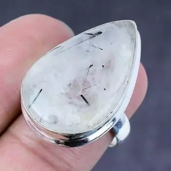 Подарочное кольцо из натурального черного рутила ручной работы из серебра 925 пробы, размер 7 c8H74