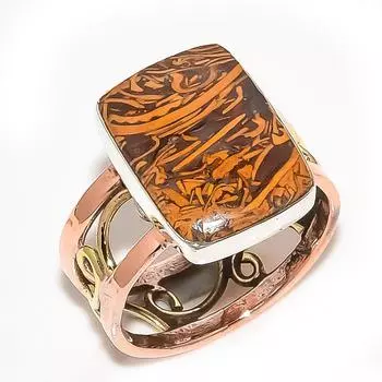 Подарочное кольцо из натурального драгоценного камня Maryam Jasper в двух тонах из чистого серебра 925 пробы S.10.5 d1N22