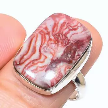 Подарочное кольцо из натурального драгоценного камня Rosetta Jasper 925 пробы S.8.5 w5v01