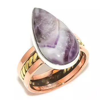 Подарочное кольцо из натурального камня Тиффани, двухцветное серебро 925 пробы S.7 j6f03