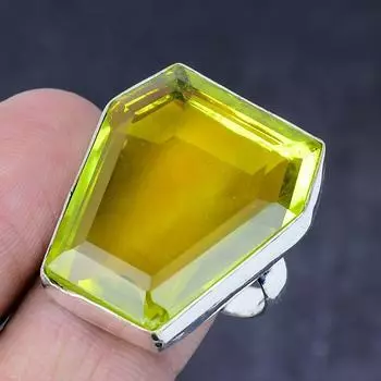 Подарочное кольцо из натурального лимонного топаза ручной работы из серебра 925 пробы, размер 8, D7f95