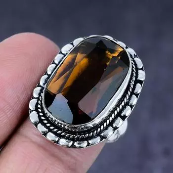 Подарочное кольцо из натурального медового топаза ручной работы из серебра 925 пробы, размер 8 g6A92