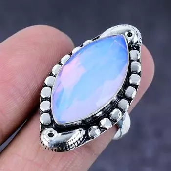 Подарочное кольцо из натурального молочного опала ручной работы из серебра 925 пробы, размер 8,5 z4n72