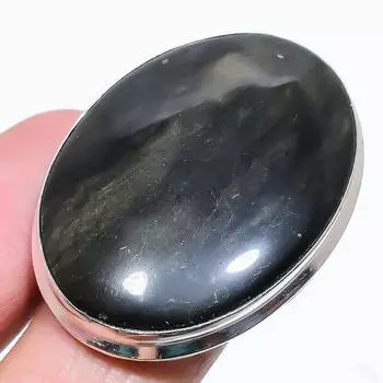 Подарочное кольцо из натурального обсидиана с солнечным блеском, размер 6, серебро 925 пробы, G6Z66
