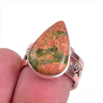 Подарочное кольцо из натурального океанского яшма, двухцветное серебро 925 пробы S.6.5 f4q57