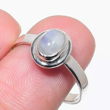 Подарочное кольцо из натурального радужного лунного камня 925 пробы из твердого серебра S.9 u6v64