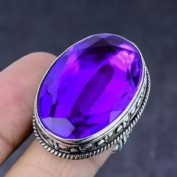 Подарочное кольцо из натурального розового аметиста ручной работы из серебра 925 пробы, размер 9 E7U71