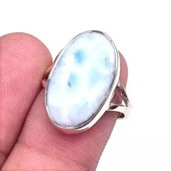 Подарочное кольцо из натурального стерлингового серебра 925 пробы с драгоценным камнем Ларимар S.7 C4n91