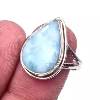 Подарочное кольцо из натурального стерлингового серебра 925 пробы с драгоценным камнем Ларимар S.8 g7E58