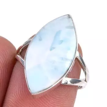 Подарочное кольцо из натурального стерлингового серебра 925 пробы с драгоценным камнем Ларимар S.7 A8F90