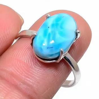 Подарочное кольцо из натурального стерлингового серебра 925 пробы с драгоценным камнем Ларимар S.10 D2R07