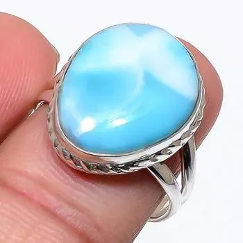 Подарочное кольцо из натурального стерлингового серебра 925 пробы с драгоценным камнем Ларимар S.9 g3W77