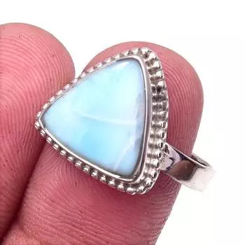 Подарочное кольцо из натурального стерлингового серебра 925 пробы с драгоценным камнем Ларимар S.9 m0O43