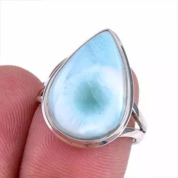 Подарочное кольцо из натурального стерлингового серебра 925 пробы с драгоценным камнем Ларимар S.7 j3Z46