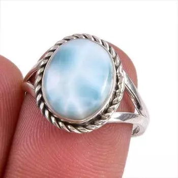 Подарочное кольцо из натурального стерлингового серебра 925 пробы с драгоценным камнем Ларимар S.7 G1G91