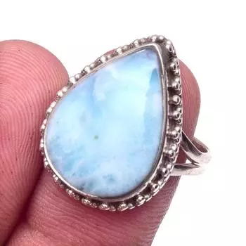 Подарочное кольцо из натурального стерлингового серебра 925 пробы с драгоценным камнем Ларимар S.8 z0Q96