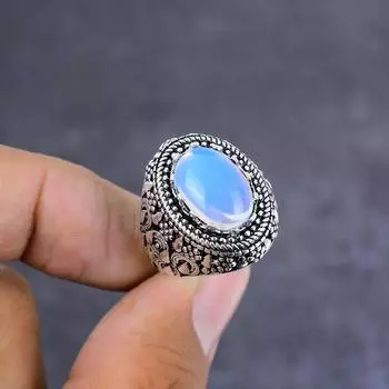 Подарочное кольцо из серебра 925 пробы с натуральным молочным опалом, размер 6 г2M16