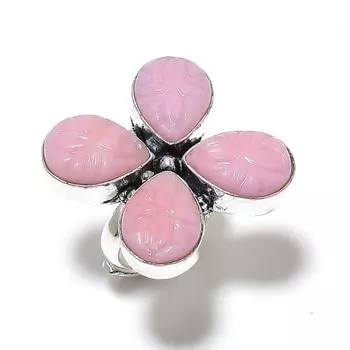 Подарочное кольцо из серебра 925 пробы с натуральным розовым опалом, размер 8 D5l51