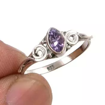 Подарочное кольцо из серебра 925 пробы с натуральным розовым аметистом, ручной работы, размер 8 y4s94