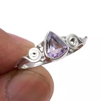 Подарочное кольцо из серебра 925 пробы с натуральным розовым аметистом ручной работы S.7 D9A28