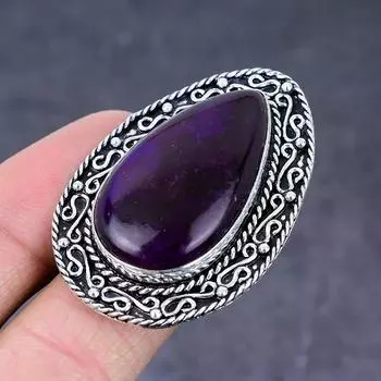 Подарочное кольцо из серебра 925 пробы с фиолетовым лабрадоритом, размер 7, s6T71
