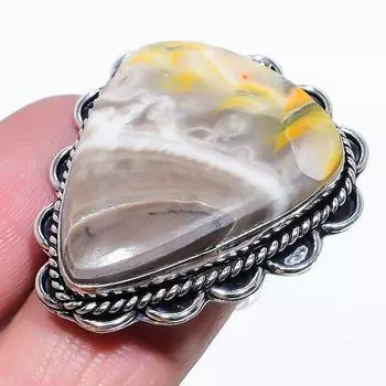 Подарочное кольцо из серебра 925 пробы с натуральным шмелем-яшмой, размер 10 m8s23