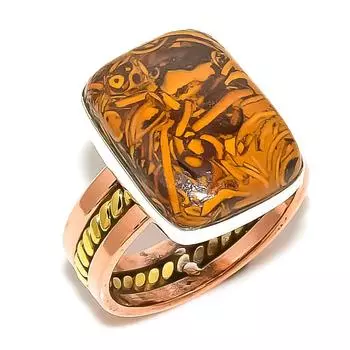 Подарочное кольцо из серебра 925 пробы с натуральным драгоценным камнем Maryam Jasper в двух тонах S.8 m6z43