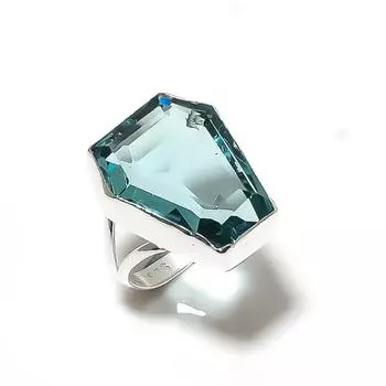 Подарочное кольцо из серебра 925 пробы с натуральным швейцарским голубым топазом, размер 8, k1J75