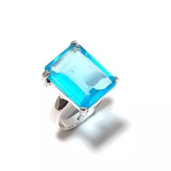 Подарочное кольцо из серебра 925 пробы с натуральным швейцарским голубым топазом, размер 9 Z5N65