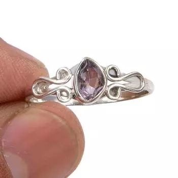 Подарочное кольцо из серебра 925 пробы с натуральным розовым аметистом ручной работы S.9 m6I53
