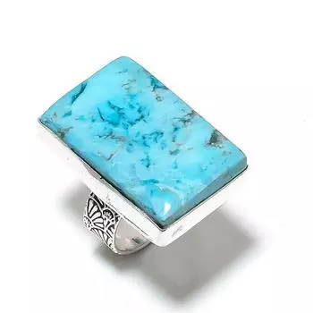 Подарочное кольцо из серебра 925 пробы с натуральным тибетским бирюзовым камнем, размер 6 i9G12
