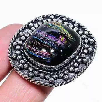 Подарочное кольцо из серебра 925 пробы с натуральным стеклянным камнем Dicorich, размер 6,5 s4E57