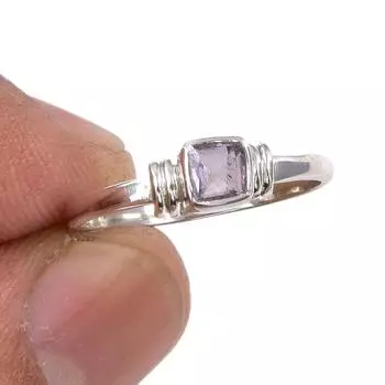 Подарочное кольцо из серебра 925 пробы с натуральным розовым аметистом ручной работы S.6 O0L50