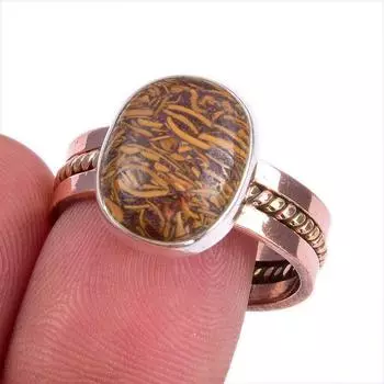 Подарочное кольцо из серебра 925 пробы с натуральным драгоценным камнем Maryam Jasper S.10 y5e98