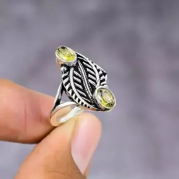 Подарочное кольцо из серебра 925 пробы с натуральным цитрином, размер 8 N2g24