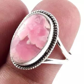 Подарочное кольцо из серебра 925 пробы с натуральным родохрозитом ручной работы S.7 m2I35