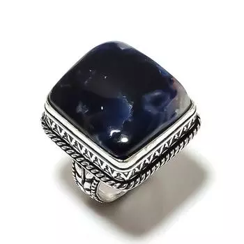 Подарочное кольцо из серебра 925 пробы с натуральным содалитом, размер 9 z6R84
