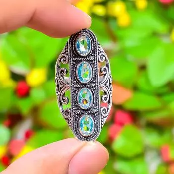 Подарочное кольцо из серебра 925 пробы с голубым топазом, размер 8,5 o4I37