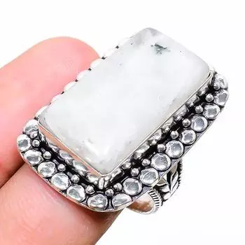 Подарочное кольцо из серебра 925 пробы с натуральным радужным лунным камнем, размер 9 U4a40