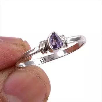 Подарочное кольцо из серебра 925 пробы с натуральным розовым аметистом ручной работы S.10 Z5E50