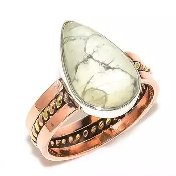 Подарочное кольцо из серебра 925 пробы с натуральным опалом и дендритом, двухцветное, S.10 Q7F39