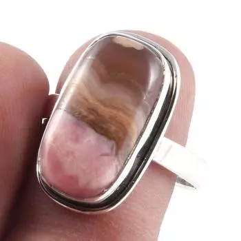 Подарочное кольцо из серебра 925 пробы с натуральным родохрозитом ручной работы S.9 M1A99