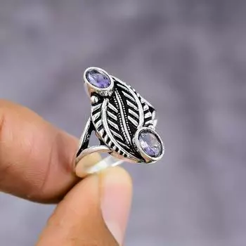 Подарочное кольцо из серебра 925 пробы с натуральным аметистом, размер 7 O7h20